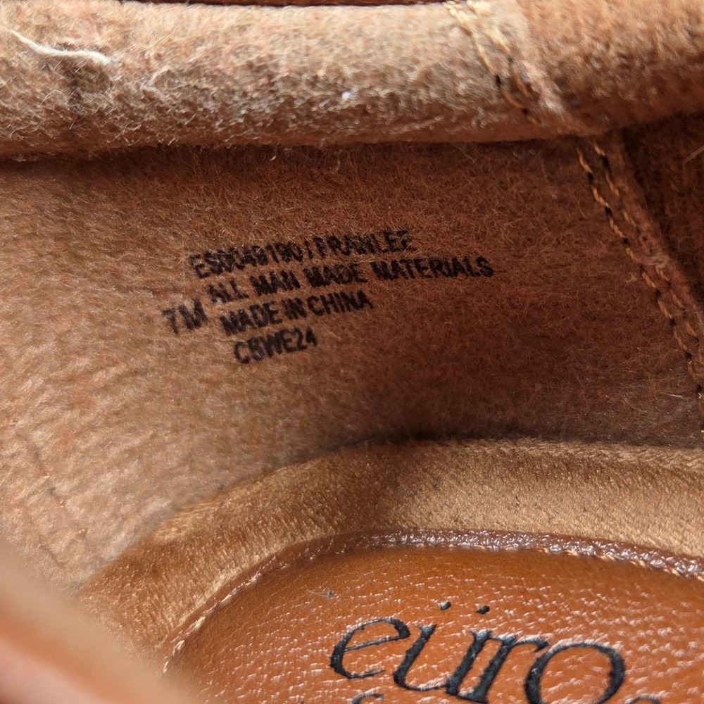 EuroSoft Franlee Mary Jane Wedge Shoe Women 7 Cognac Brown Faux Leather Platform - Picture 3 of 10